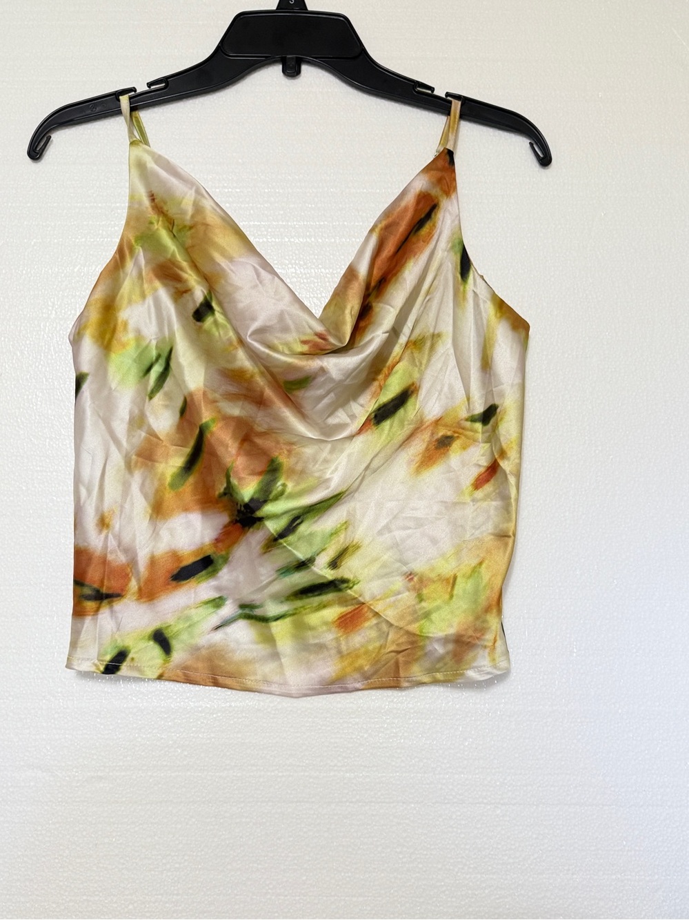 Cowl Neck Spaghetti Strap Tie‎ Dye Polyester Sleeveless Tank Top Size Small
